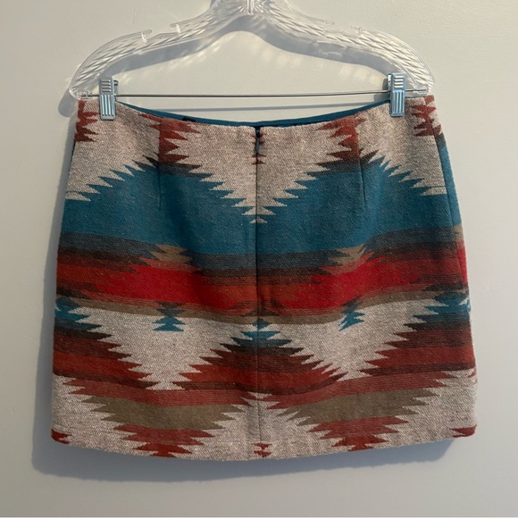 American Eagle Women's 12 Wool-Blend Mini Skirt Western Southwestern Lined Blue - Picture 11 of 16